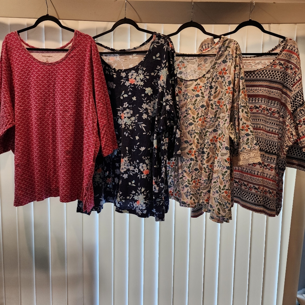 Polyester/knit tops. Size 4x Woman Within. All 4 for one price. (Bundle #4)
